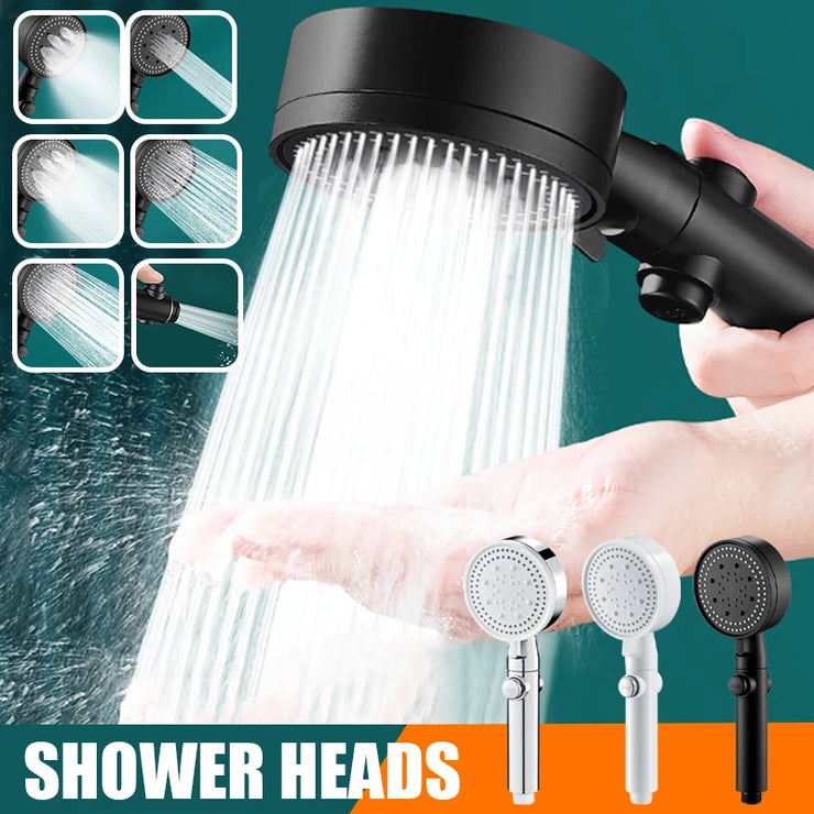 6 Mode Shower Head Adjustable High Pressure Water Saving Shower One-Key Stop Water Massage Eco Shower Kit Bathroom Accessories