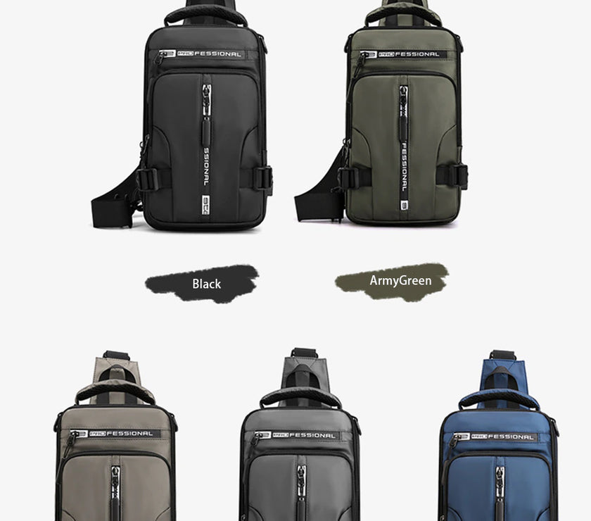 Men Nylon Crossbody Bag with USB Charging Port Multifunction Outdoor Travel Waterproof Daypack Male Casual Messenger Chest Bags