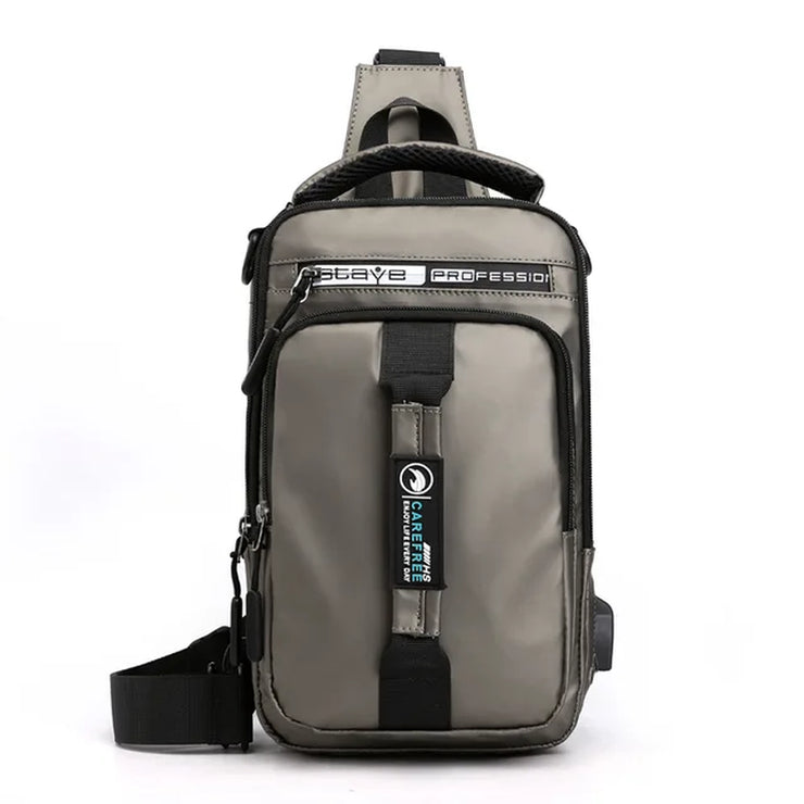 Men Nylon Crossbody Bag with USB Charging Port Multifunction Outdoor Travel Waterproof Daypack Male Casual Messenger Chest Bags