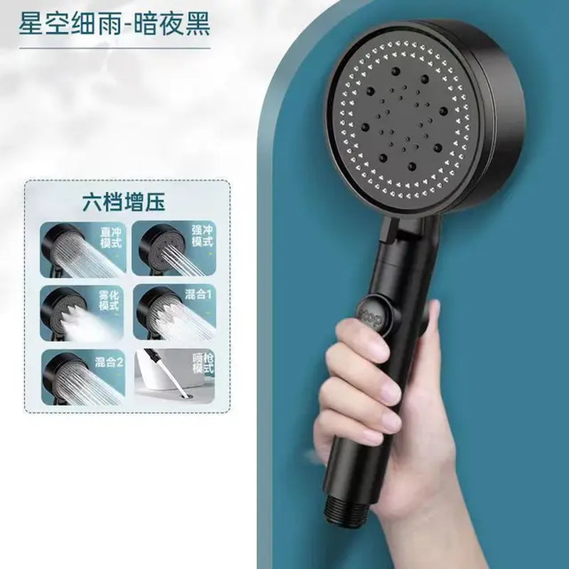 6 Mode Shower Head Adjustable High Pressure Water Saving Shower One-Key Stop Water Massage Eco Shower Kit Bathroom Accessories