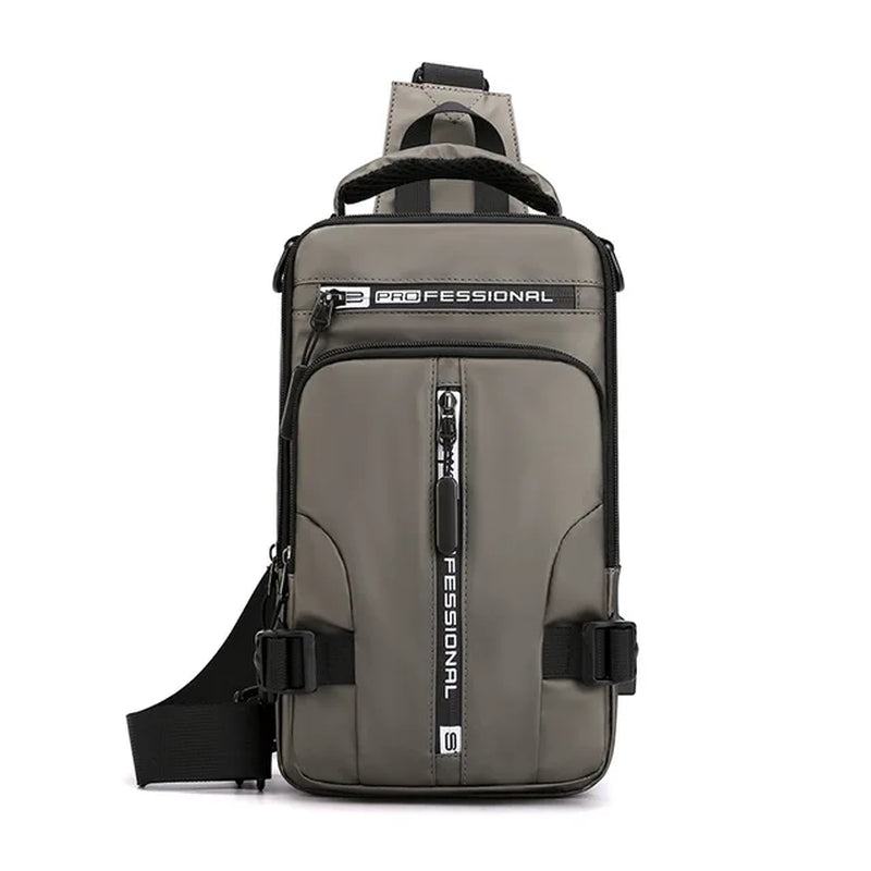 Men Nylon Crossbody Bag with USB Charging Port Multifunction Outdoor Travel Waterproof Daypack Male Casual Messenger Chest Bags