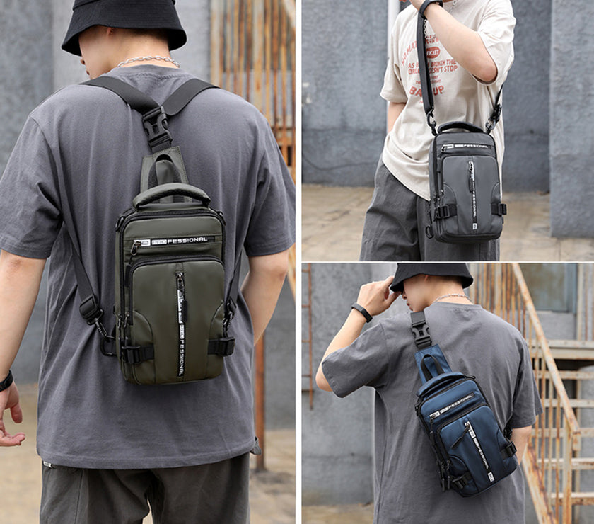 Men Nylon Crossbody Bag with USB Charging Port Multifunction Outdoor Travel Waterproof Daypack Male Casual Messenger Chest Bags