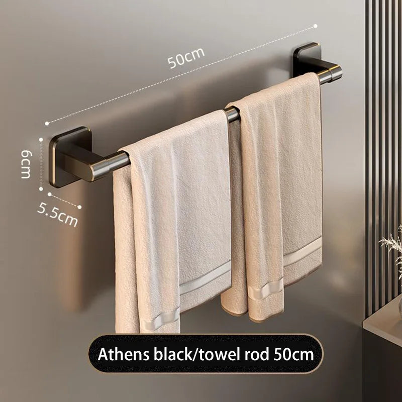 Bathroom Towel Holder Black without Drilling 