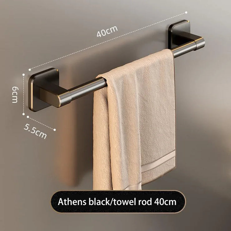 Bathroom Towel Holder Black without Drilling 