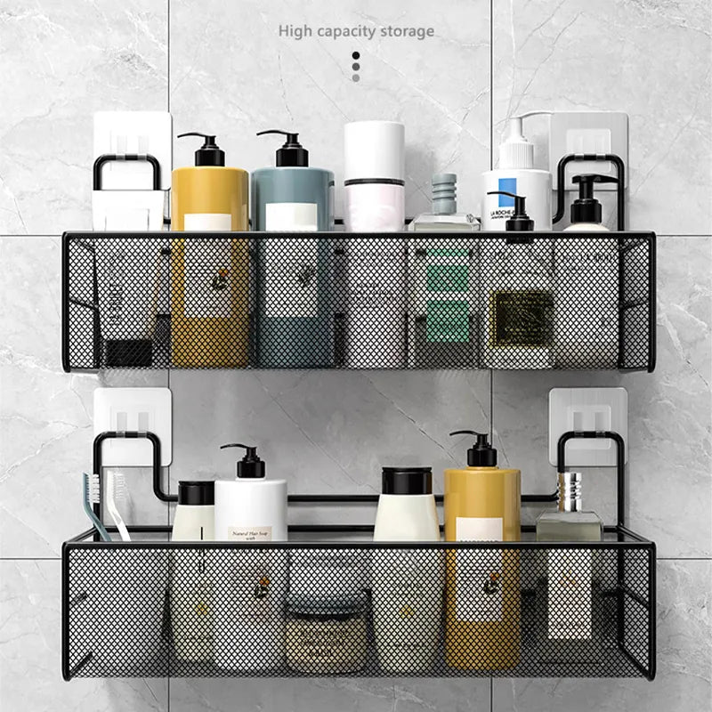 Wall-Mount Bathroom Shelf Shower Shampoo Rack 