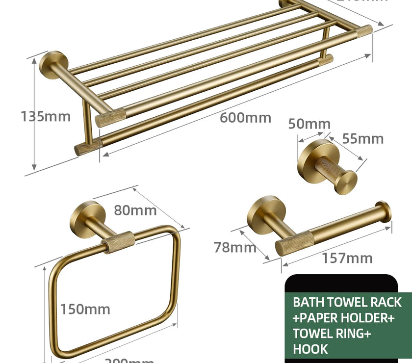 Brushed Gold Bathroom Accessories Towel Bar