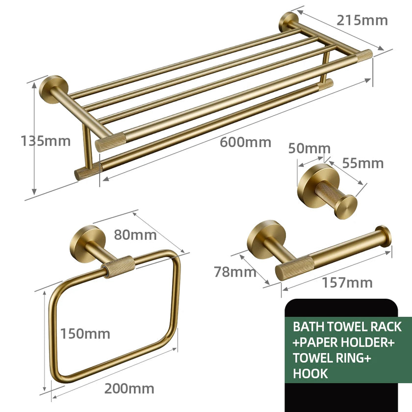 Brushed Gold Bathroom Accessories Towel Bar