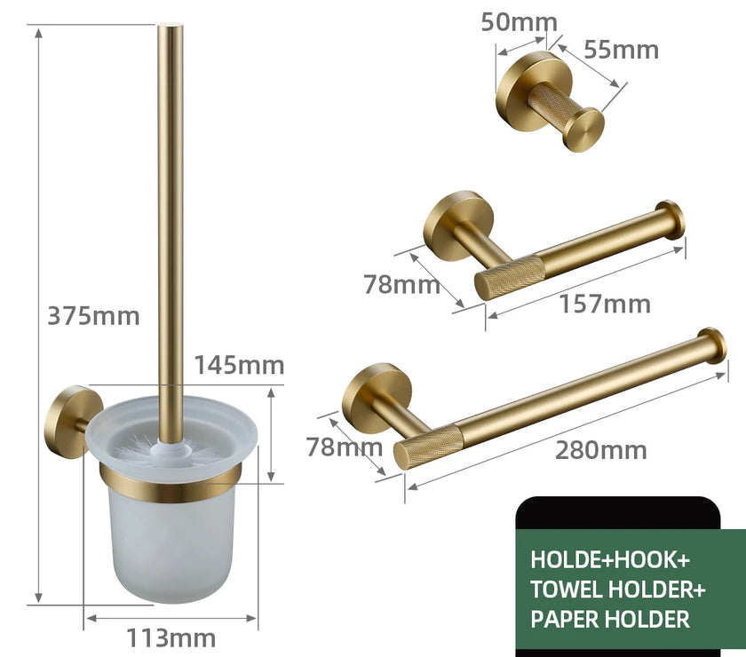 Brushed Gold Bathroom Accessories Towel Bar