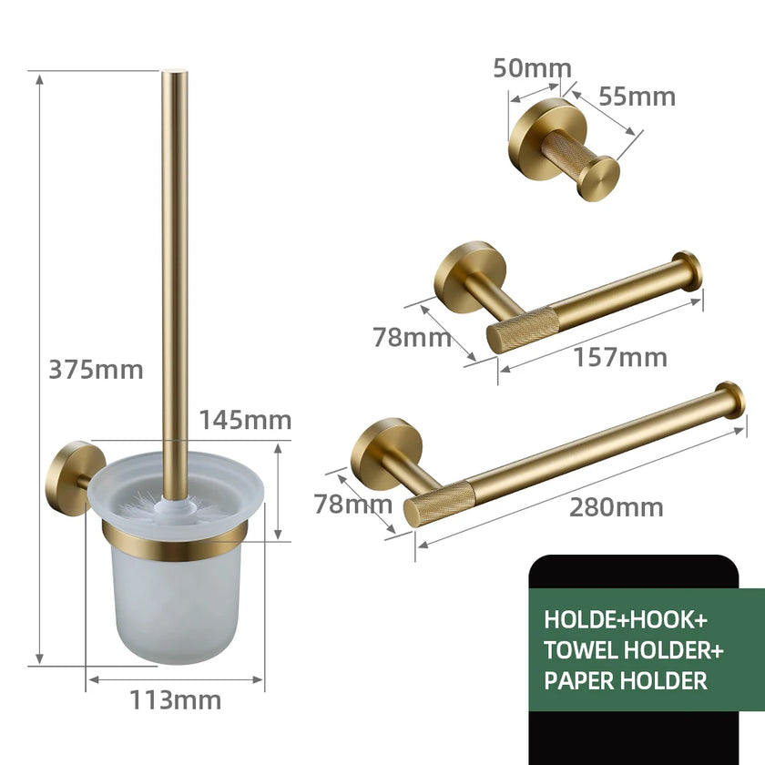 Brushed Gold Bathroom Accessories Towel Bar