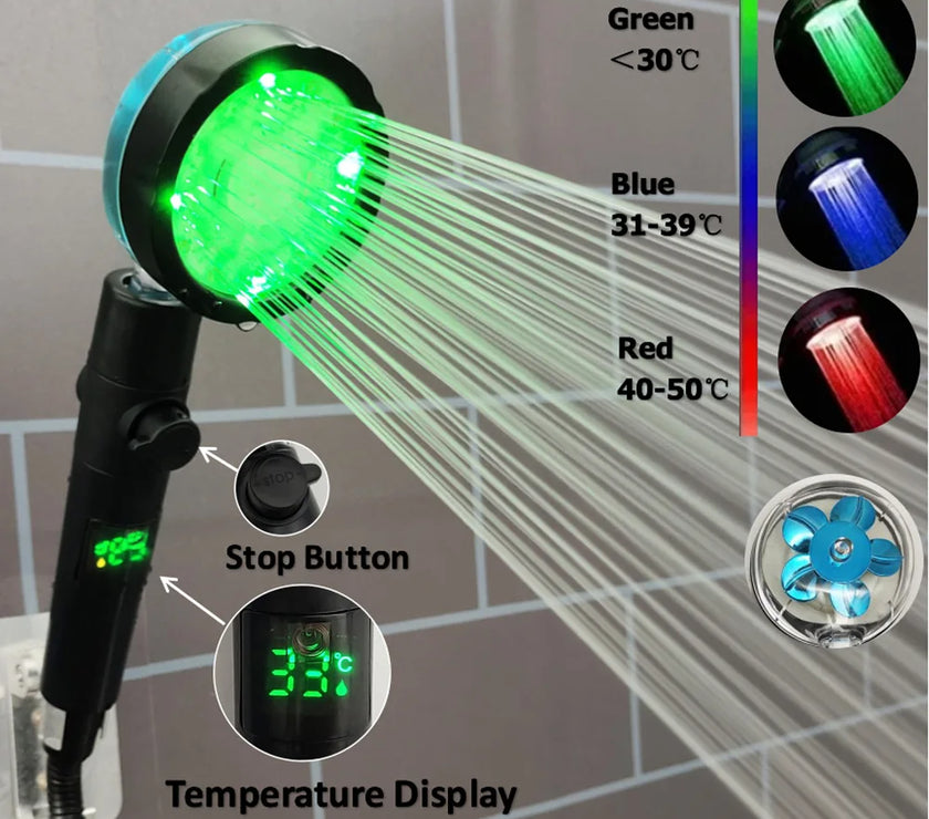 Digital Temperature Display Shower Head