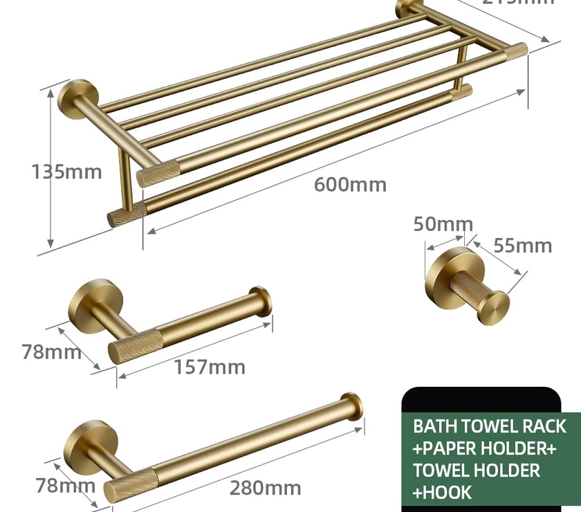 Brushed Gold Bathroom Accessories Towel Bar