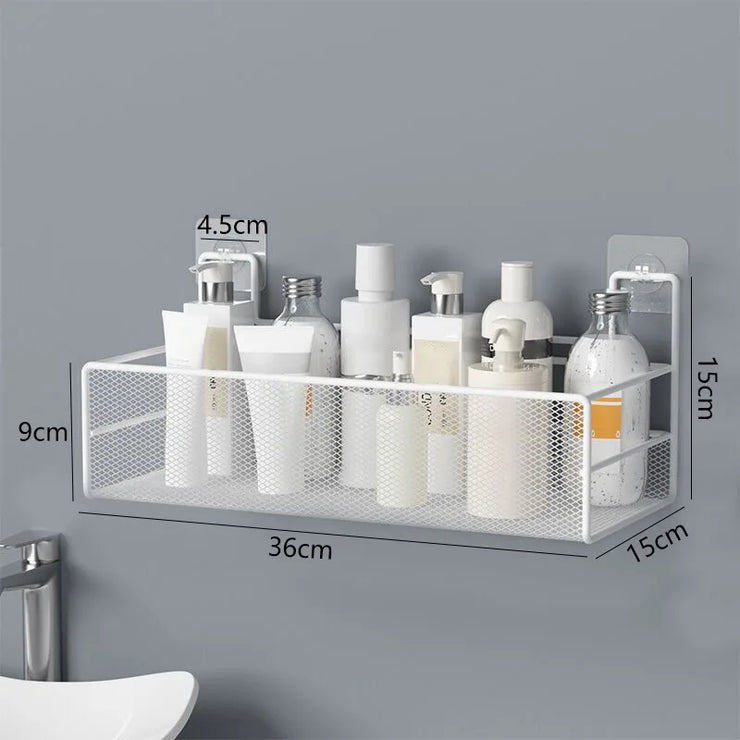 Wall-Mount Bathroom Shelf Shower Shampoo Rack 