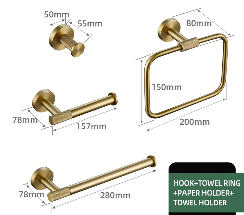 Brushed Gold Bathroom Accessories Towel Bar