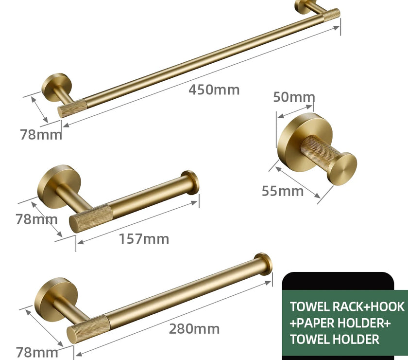 Brushed Gold Bathroom Accessories Towel Bar