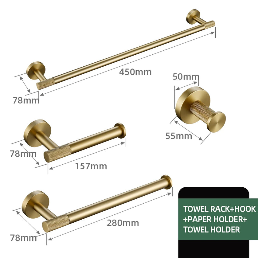 Brushed Gold Bathroom Accessories Towel Bar