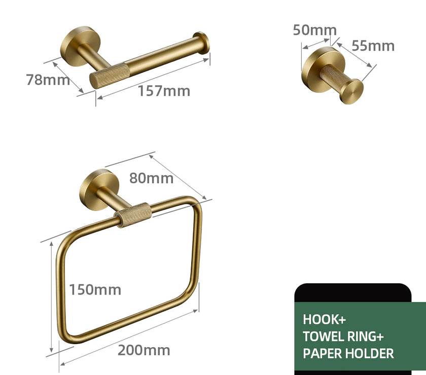 Brushed Gold Bathroom Accessories Towel Bar