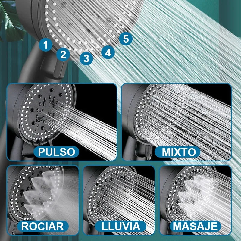 6 Mode Shower Head Adjustable High Pressure Water Saving Shower One-Key Stop Water Massage Eco Shower Kit Bathroom Accessories