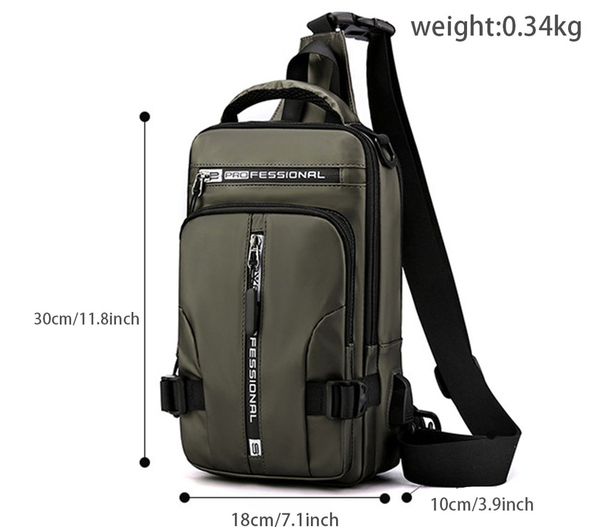 Men Nylon Crossbody Bag with USB Charging Port Multifunction Outdoor Travel Waterproof Daypack Male Casual Messenger Chest Bags